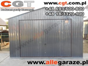 Garaż blaszany 4x6 dwuspadowy RAL 7024 grafit brama uchylna 